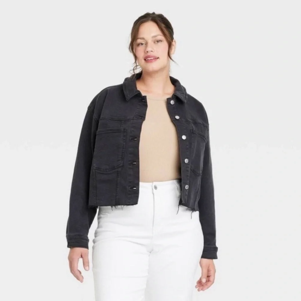 Ava & Viv | Distressed Black Jean Jacket | Black | Size 3X - Picture 6 of 6